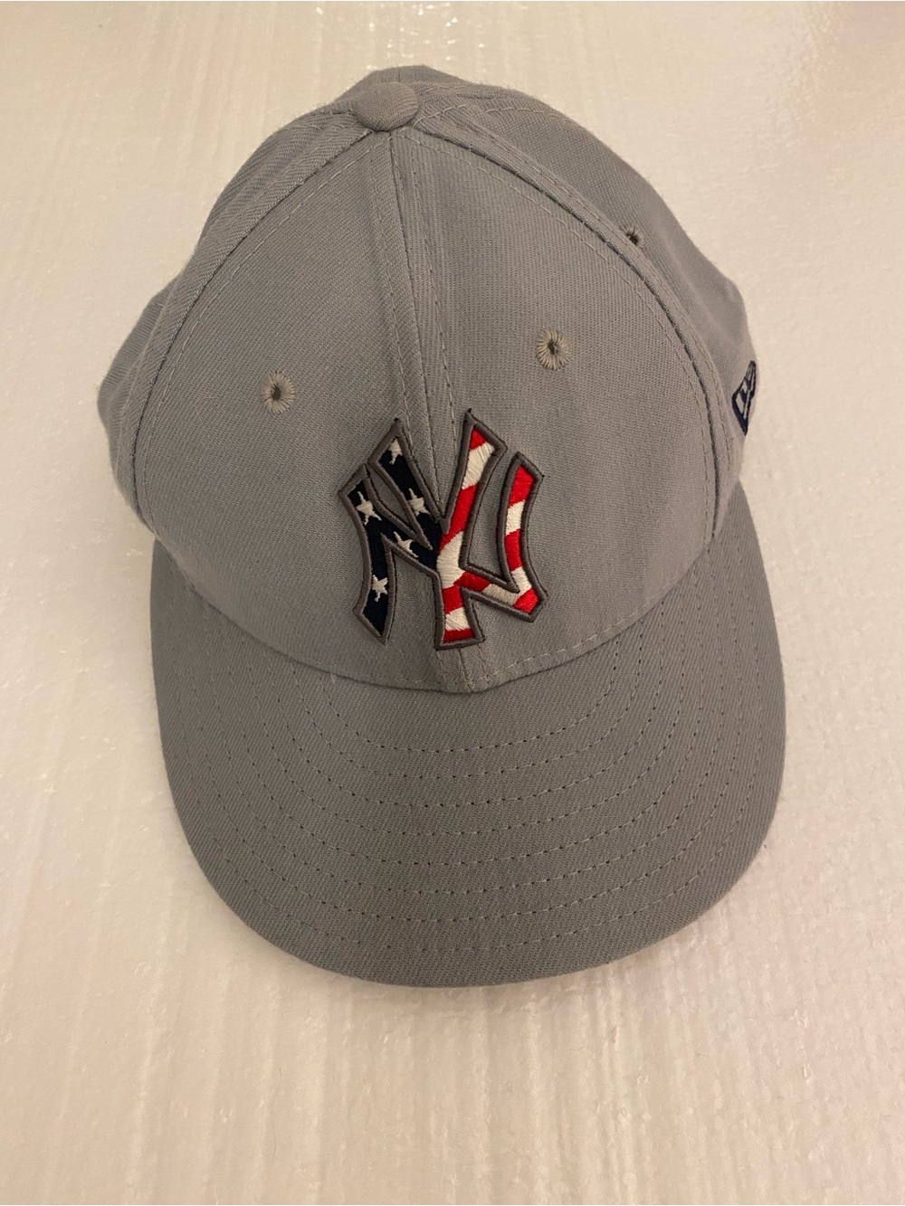 New Era Kids Gray Baseball Cap with Red, White & Blue Logo Made In USA